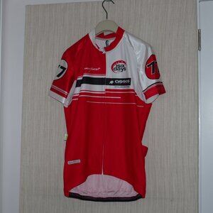 Assos Cycling Six Days Short Sleeve Full Zip Red white Jersey men size:L